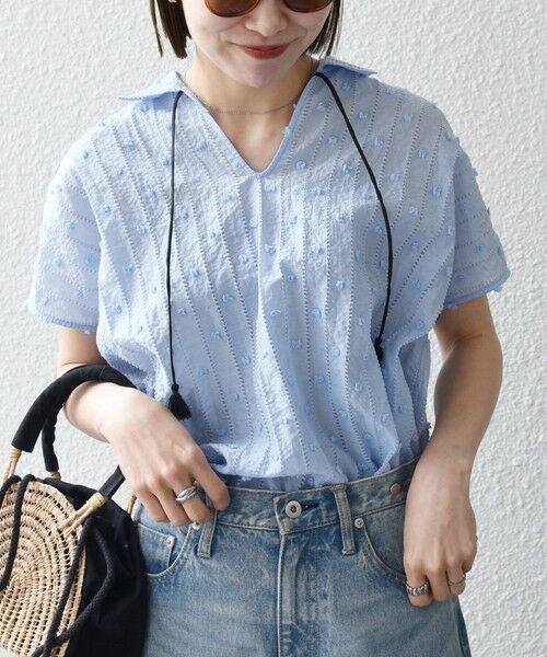 SHIPS / シップス シャツ・ブラウス | 《予約》SHIPS any:〈洗濯機可能〉ドット ジャカード タッセル スキッパー ブラウス | 詳細26