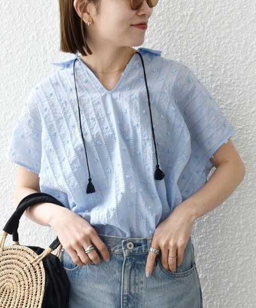 SHIPS / シップス シャツ・ブラウス | 《予約》SHIPS any:〈洗濯機可能〉ドット ジャカード タッセル スキッパー ブラウス | 詳細28