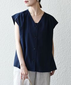 SHIPS / シップス シャツ・ブラウス | 《予約》SHIPS any:〈洗濯機可能〉Vネック フレンチ ギャザー ブラウス