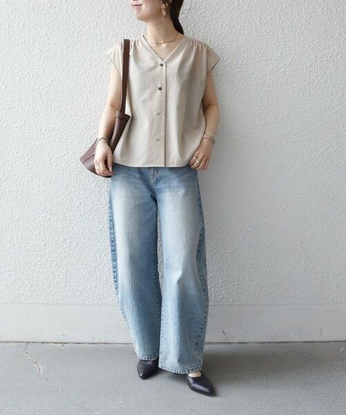 SHIPS / シップス シャツ・ブラウス | 《予約》SHIPS any:〈洗濯機可能〉Vネック フレンチ ギャザー ブラウス | 詳細1