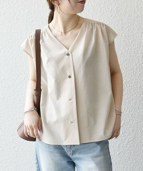 SHIPS / シップス シャツ・ブラウス | 《予約》SHIPS any:〈洗濯機可能〉Vネック フレンチ ギャザー ブラウス | 詳細3