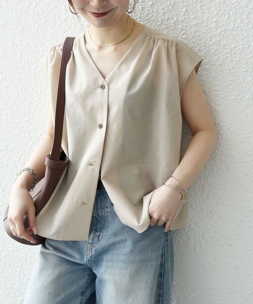 SHIPS / シップス シャツ・ブラウス | 《予約》SHIPS any:〈洗濯機可能〉Vネック フレンチ ギャザー ブラウス | 詳細7