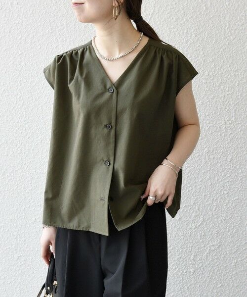 SHIPS / シップス シャツ・ブラウス | 《予約》SHIPS any:〈洗濯機可能〉Vネック フレンチ ギャザー ブラウス | 詳細15