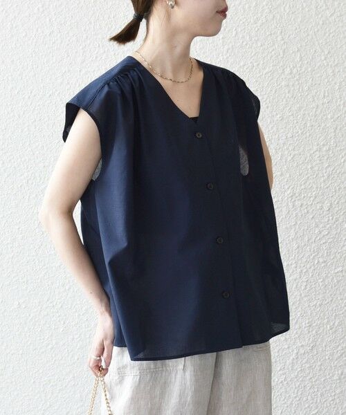 SHIPS / シップス シャツ・ブラウス | 《予約》SHIPS any:〈洗濯機可能〉Vネック フレンチ ギャザー ブラウス | 詳細30