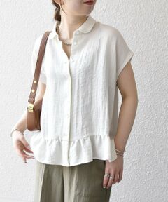 SHIPS / シップス シャツ・ブラウス | 《予約》SHIPS any:〈洗濯機可能〉カラミ フレンチ スリーブ ペプラム シャツ ブラウス