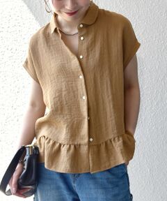 SHIPS / シップス シャツ・ブラウス | 《予約》SHIPS any:〈洗濯機可能〉カラミ フレンチ スリーブ ペプラム シャツ ブラウス