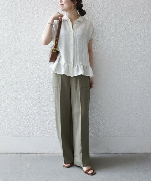 SHIPS / シップス シャツ・ブラウス | 《予約》SHIPS any:〈洗濯機可能〉カラミ フレンチ スリーブ ペプラム シャツ ブラウス | 詳細1