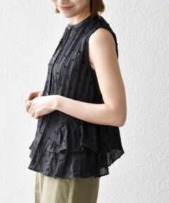 SHIPS / シップス シャツ・ブラウス | 《予約》SHIPS any:〈洗濯機可能〉ドット ジャカード フリル ノースリーブ シャツ ブラウス