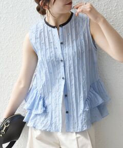 SHIPS / シップス シャツ・ブラウス | 《予約》SHIPS any:〈洗濯機可能〉ドット ジャカード フリル ノースリーブ シャツ ブラウス