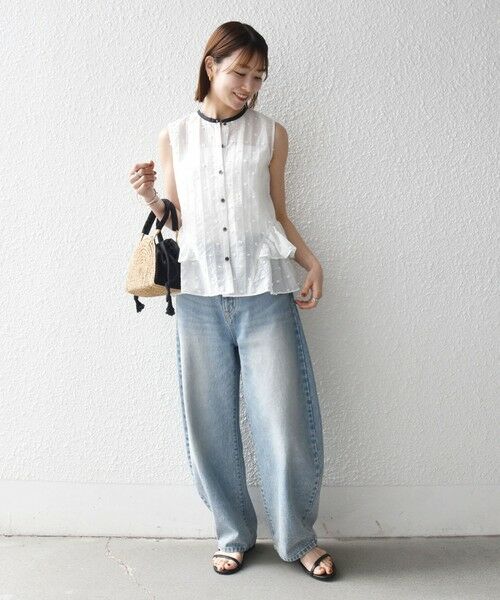 SHIPS / シップス シャツ・ブラウス | 《予約》SHIPS any:〈洗濯機可能〉ドット ジャカード フリル ノースリーブ シャツ ブラウス | 詳細1