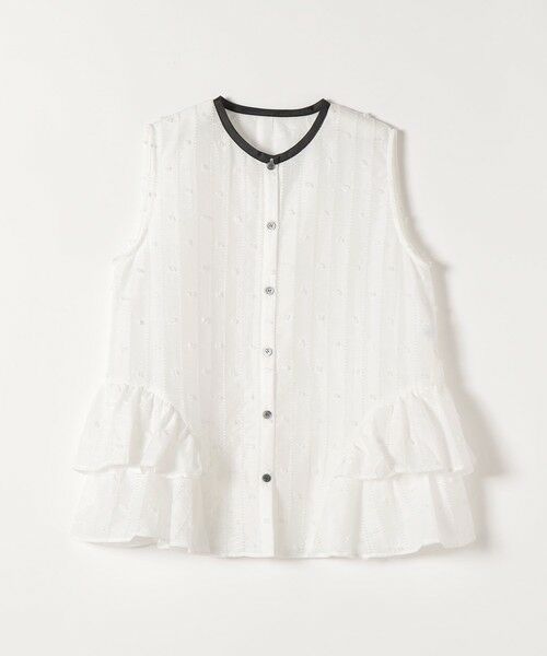 SHIPS / シップス シャツ・ブラウス | 《予約》SHIPS any:〈洗濯機可能〉ドット ジャカード フリル ノースリーブ シャツ ブラウス | 詳細9