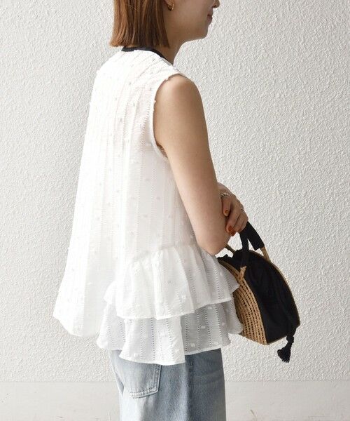 SHIPS / シップス シャツ・ブラウス | 《予約》SHIPS any:〈洗濯機可能〉ドット ジャカード フリル ノースリーブ シャツ ブラウス | 詳細4