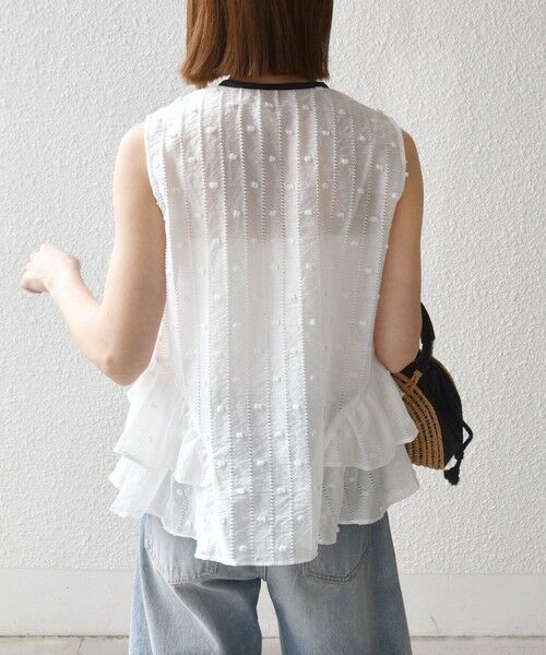 SHIPS / シップス シャツ・ブラウス | 《予約》SHIPS any:〈洗濯機可能〉ドット ジャカード フリル ノースリーブ シャツ ブラウス | 詳細5