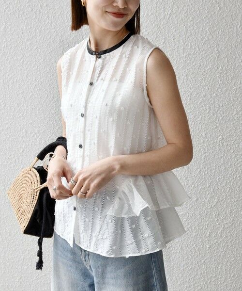 SHIPS / シップス シャツ・ブラウス | 《予約》SHIPS any:〈洗濯機可能〉ドット ジャカード フリル ノースリーブ シャツ ブラウス | 詳細7