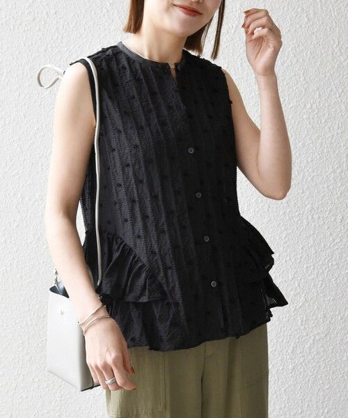 SHIPS / シップス シャツ・ブラウス | 《予約》SHIPS any:〈洗濯機可能〉ドット ジャカード フリル ノースリーブ シャツ ブラウス | 詳細14