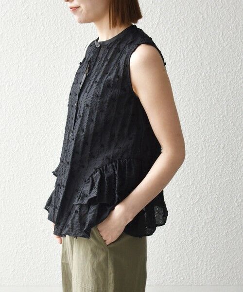 SHIPS / シップス シャツ・ブラウス | 《予約》SHIPS any:〈洗濯機可能〉ドット ジャカード フリル ノースリーブ シャツ ブラウス | 詳細16