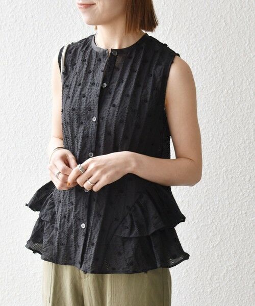 SHIPS / シップス シャツ・ブラウス | 《予約》SHIPS any:〈洗濯機可能〉ドット ジャカード フリル ノースリーブ シャツ ブラウス | 詳細18