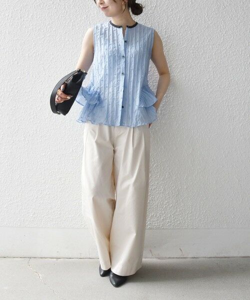 SHIPS / シップス シャツ・ブラウス | 《予約》SHIPS any:〈洗濯機可能〉ドット ジャカード フリル ノースリーブ シャツ ブラウス | 詳細23