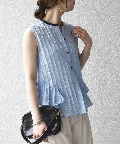 SHIPS / シップス シャツ・ブラウス | 《予約》SHIPS any:〈洗濯機可能〉ドット ジャカード フリル ノースリーブ シャツ ブラウス | 詳細26