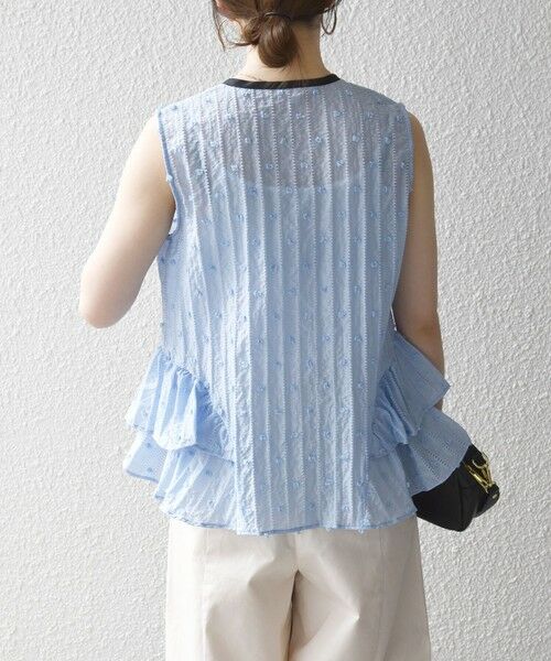 SHIPS / シップス シャツ・ブラウス | 《予約》SHIPS any:〈洗濯機可能〉ドット ジャカード フリル ノースリーブ シャツ ブラウス | 詳細28