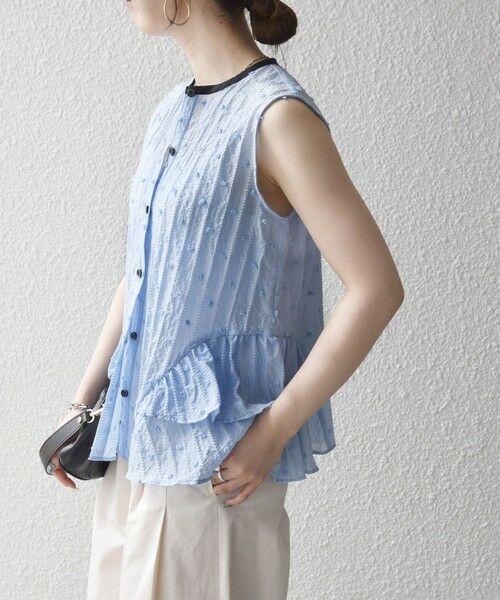 SHIPS / シップス シャツ・ブラウス | 《予約》SHIPS any:〈洗濯機可能〉ドット ジャカード フリル ノースリーブ シャツ ブラウス | 詳細29