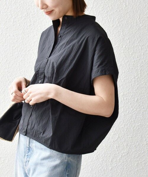 SHIPS / シップス シャツ・ブラウス | 《予約》SHIPS any:〈多機能/洗濯機可能〉シェルテック ドルマン バンド カラー シャツ（ブラック）