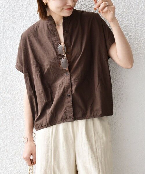 SHIPS / シップス シャツ・ブラウス | 《予約》SHIPS any:〈多機能/洗濯機可能〉シェルテック ドルマン バンド カラー シャツ（ブラウン）