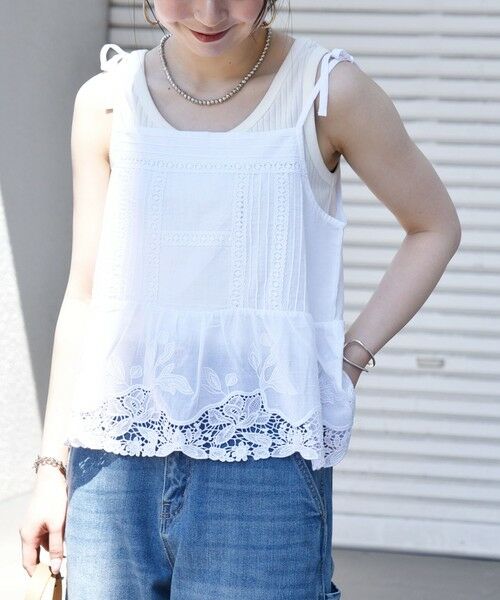 SHIPS / シップス シャツ・ブラウス | 《予約》SHIPS any:〈手洗い可能〉コットン レース ヘム キャミソール | 詳細4