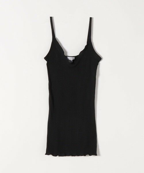 SHIPS / シップス キャミソール・チューブトップ | BASIC COTTON:〈洗濯機可能〉フリル リブ キャミソール（ブラック）