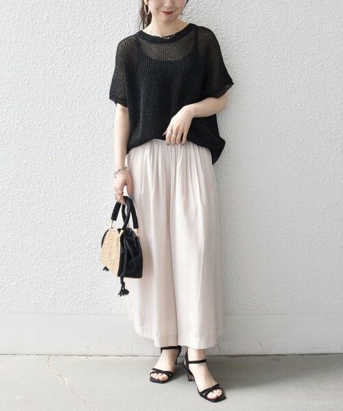 SHIPS / シップス ショート・ハーフ・半端丈パンツ | 《予約》SHIPS any:〈洗濯機可能〉シャンブレー タック ガウチョ パンツ | 詳細1