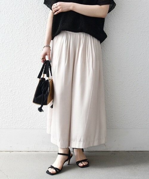 SHIPS / シップス ショート・ハーフ・半端丈パンツ | 《予約》SHIPS any:〈洗濯機可能〉シャンブレー タック ガウチョ パンツ | 詳細3