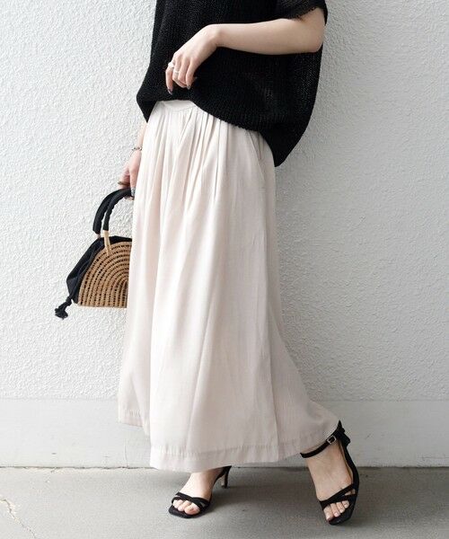 SHIPS / シップス ショート・ハーフ・半端丈パンツ | 《予約》SHIPS any:〈洗濯機可能〉シャンブレー タック ガウチョ パンツ | 詳細4