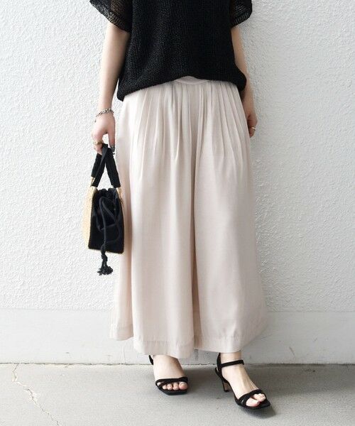 SHIPS / シップス ショート・ハーフ・半端丈パンツ | 《予約》SHIPS any:〈洗濯機可能〉シャンブレー タック ガウチョ パンツ | 詳細6