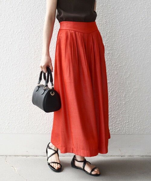 SHIPS / シップス ショート・ハーフ・半端丈パンツ | 《予約》SHIPS any:〈洗濯機可能〉シャンブレー タック ガウチョ パンツ | 詳細19