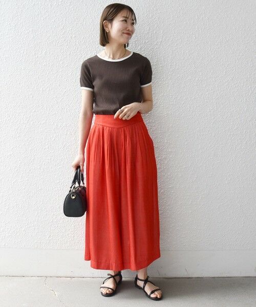 SHIPS / シップス ショート・ハーフ・半端丈パンツ | 《予約》SHIPS any:〈洗濯機可能〉シャンブレー タック ガウチョ パンツ | 詳細16