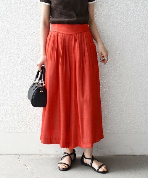 SHIPS / シップス ショート・ハーフ・半端丈パンツ | 《予約》SHIPS any:〈洗濯機可能〉シャンブレー タック ガウチョ パンツ | 詳細18