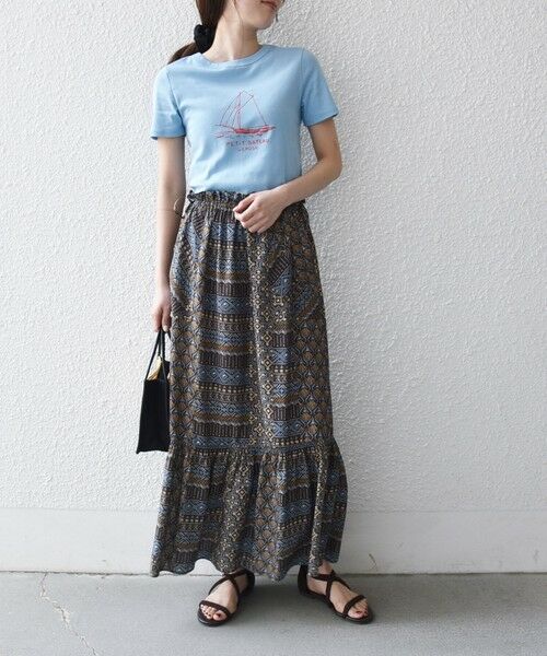 SHIPS / シップス ロング・マキシ丈スカート | 《予約》SHIPS any:〈洗濯機可能〉パッチワーク ジオメ プリント ドロスト ギャザー スカート | 詳細1