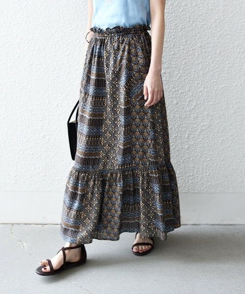 SHIPS / シップス ロング・マキシ丈スカート | 《予約》SHIPS any:〈洗濯機可能〉パッチワーク ジオメ プリント ドロスト ギャザー スカート | 詳細3
