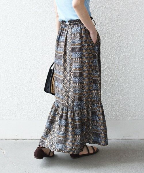SHIPS / シップス ロング・マキシ丈スカート | 《予約》SHIPS any:〈洗濯機可能〉パッチワーク ジオメ プリント ドロスト ギャザー スカート | 詳細4