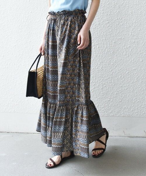 SHIPS / シップス ロング・マキシ丈スカート | 《予約》SHIPS any:〈洗濯機可能〉パッチワーク ジオメ プリント ドロスト ギャザー スカート | 詳細6