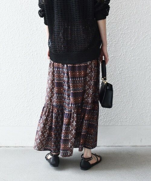 SHIPS / シップス ロング・マキシ丈スカート | 《予約》SHIPS any:〈洗濯機可能〉パッチワーク ジオメ プリント ドロスト ギャザー スカート | 詳細11