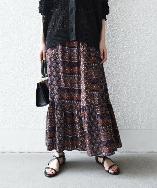 SHIPS / シップス ロング・マキシ丈スカート | 《予約》SHIPS any:〈洗濯機可能〉パッチワーク ジオメ プリント ドロスト ギャザー スカート | 詳細12