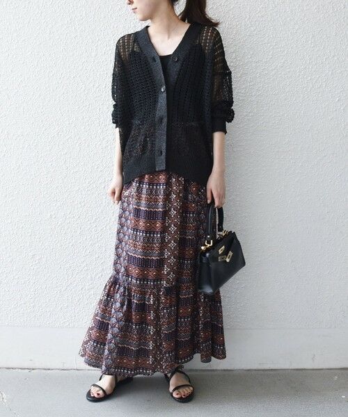 SHIPS / シップス ロング・マキシ丈スカート | 《予約》SHIPS any:〈洗濯機可能〉パッチワーク ジオメ プリント ドロスト ギャザー スカート | 詳細7