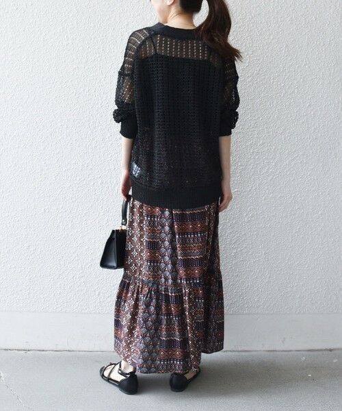SHIPS / シップス ロング・マキシ丈スカート | 《予約》SHIPS any:〈洗濯機可能〉パッチワーク ジオメ プリント ドロスト ギャザー スカート | 詳細8