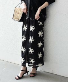 SHIPS / シップス ロング・マキシ丈スカート | 《予約》SHIPS any:〈洗濯機可能〉メッシュ レース パイピング Iライン スカート