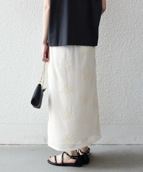 SHIPS / シップス ロング・マキシ丈スカート | 《予約》SHIPS any:〈洗濯機可能〉メッシュ レース パイピング Iライン スカート | 詳細6