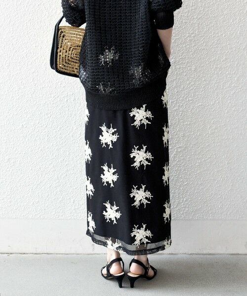SHIPS / シップス ロング・マキシ丈スカート | 《予約》SHIPS any:〈洗濯機可能〉メッシュ レース パイピング Iライン スカート | 詳細21