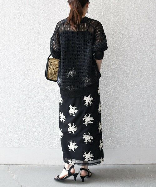 SHIPS / シップス ロング・マキシ丈スカート | 《予約》SHIPS any:〈洗濯機可能〉メッシュ レース パイピング Iライン スカート | 詳細17