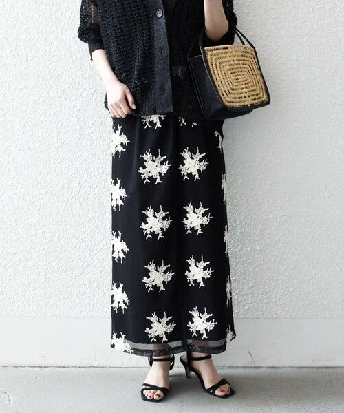 SHIPS / シップス ロング・マキシ丈スカート | 《予約》SHIPS any:〈洗濯機可能〉メッシュ レース パイピング Iライン スカート | 詳細18