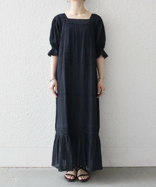 SHIPS / シップス ロング・マキシ丈ワンピース | 《予約》SHIPS any:〈洗濯機可能〉コットン ミックス レース 切り替え ギャザー ワンピース | 詳細6